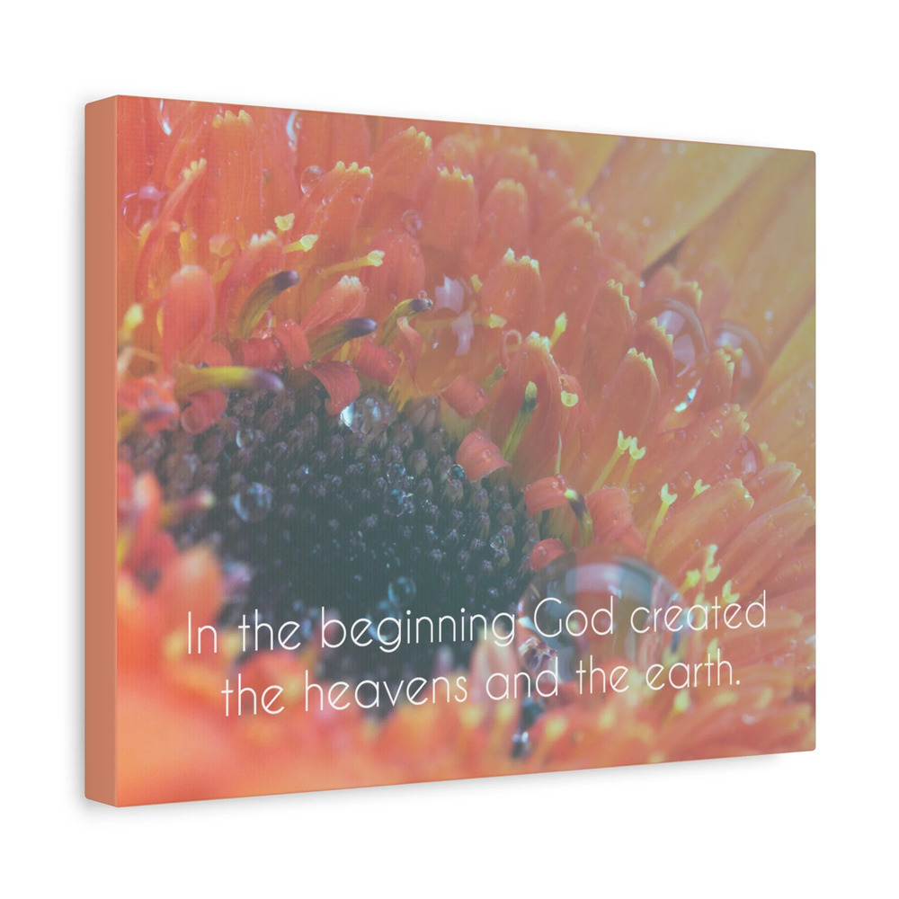 Scripture Canvas The Heavens And The Earth Genesis 1:1 Christian Wall Art Bible